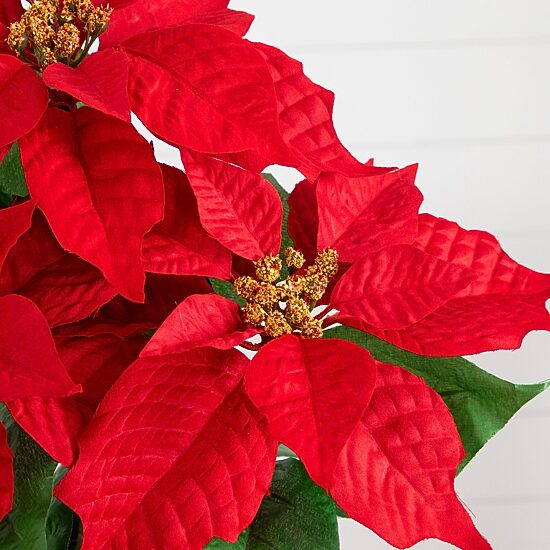 Nearly Natural 15" Poinsettia Plant 2-pc. Floral Arrangement