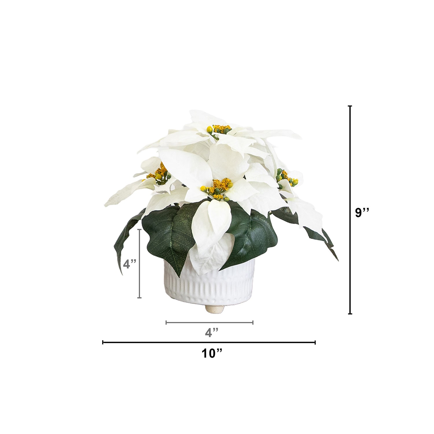 Nearly Natural 9" White Poinsettia 3-pc. Floral Arrangement
