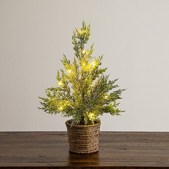 Nearly Natural 18" Pre-Lit Snowed Cypress 1 1/2 Feet Pre-Lit Pine Christmas Tree