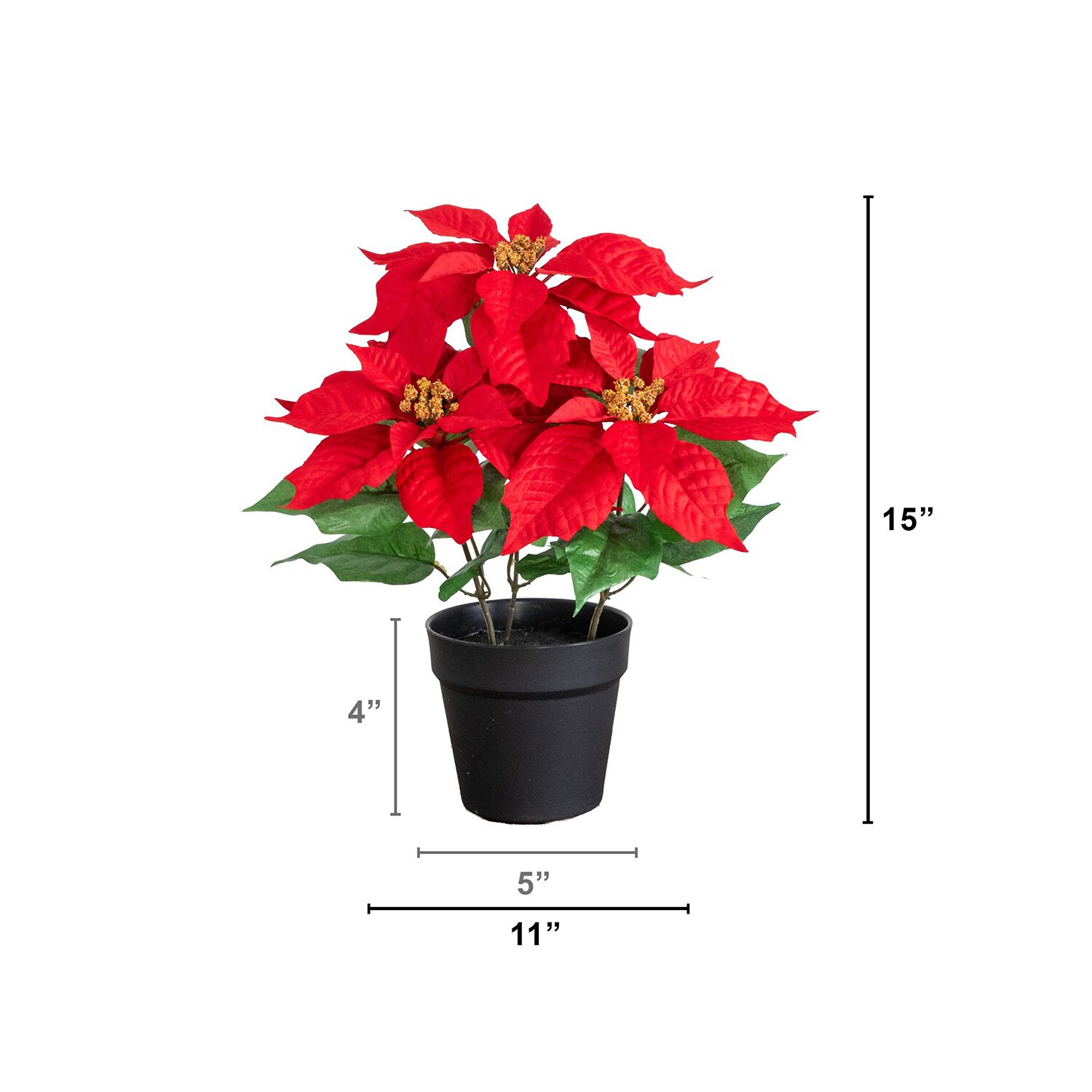 Nearly Natural 15" Poinsettia Plant 2-pc. Floral Arrangement