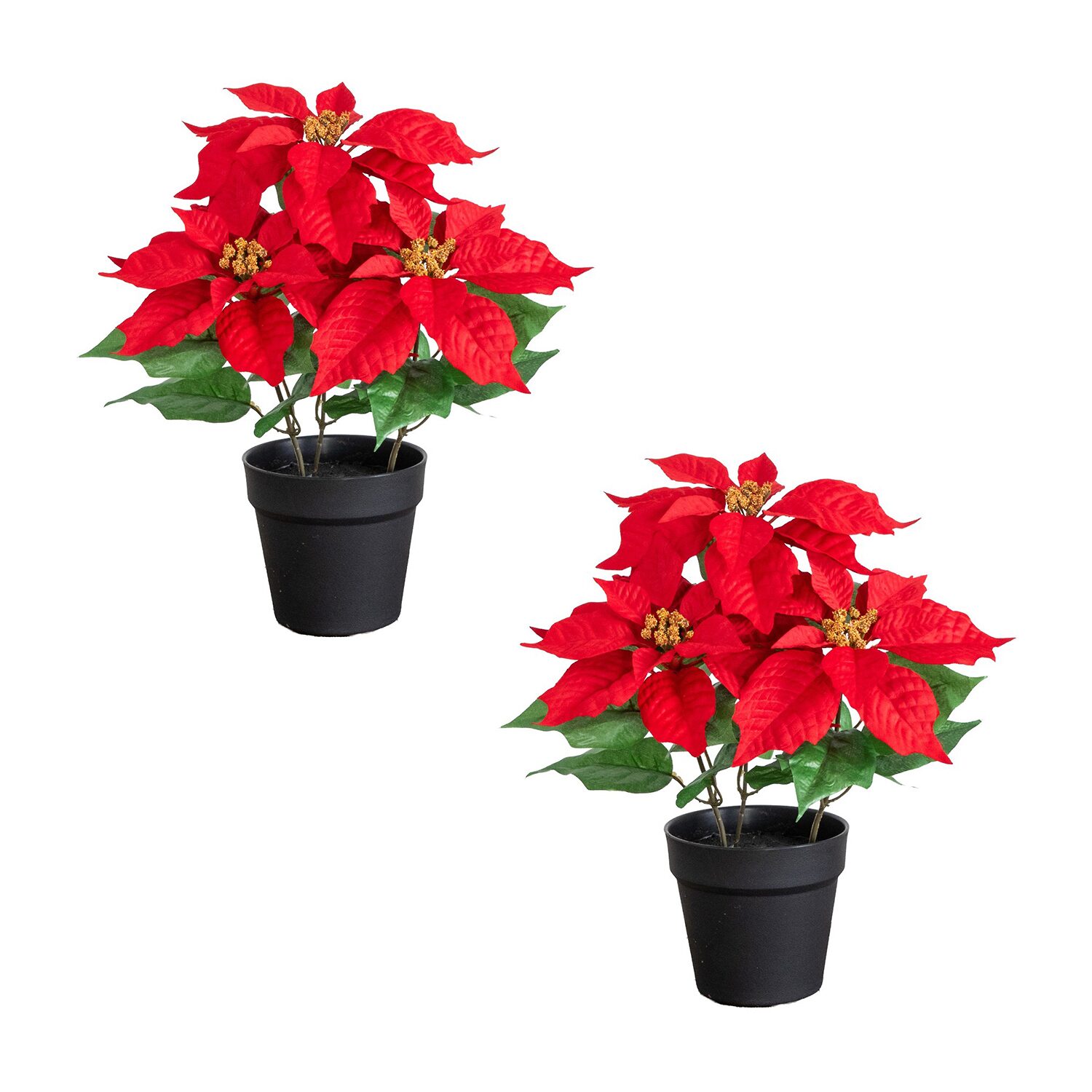 Nearly Natural 15" Poinsettia Plant 2-pc. Floral Arrangement