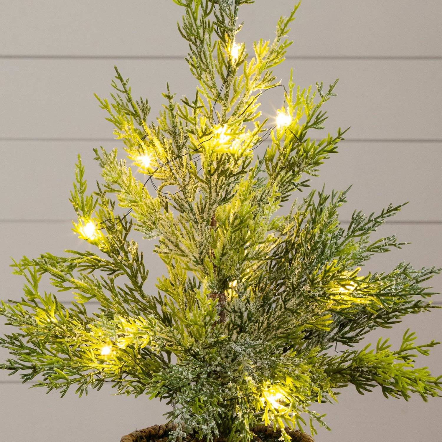 Nearly Natural 18" Pre-Lit Snowed Cypress 1 1/2 Feet Pre-Lit Pine Christmas Tree