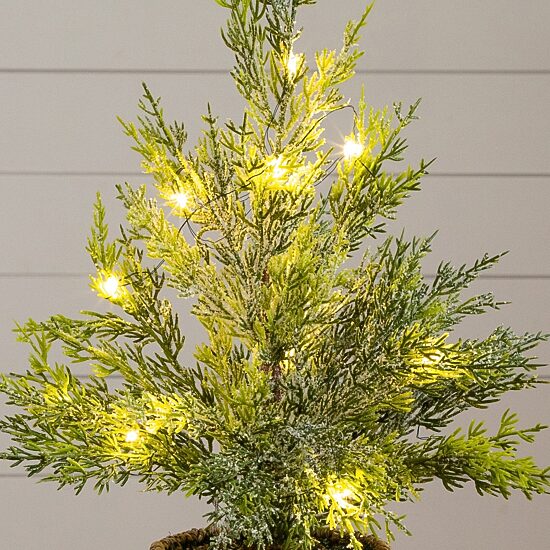 Nearly Natural 18" Pre-Lit Snowed Cypress 1 1/2 Feet Pre-Lit Pine Christmas Tree
