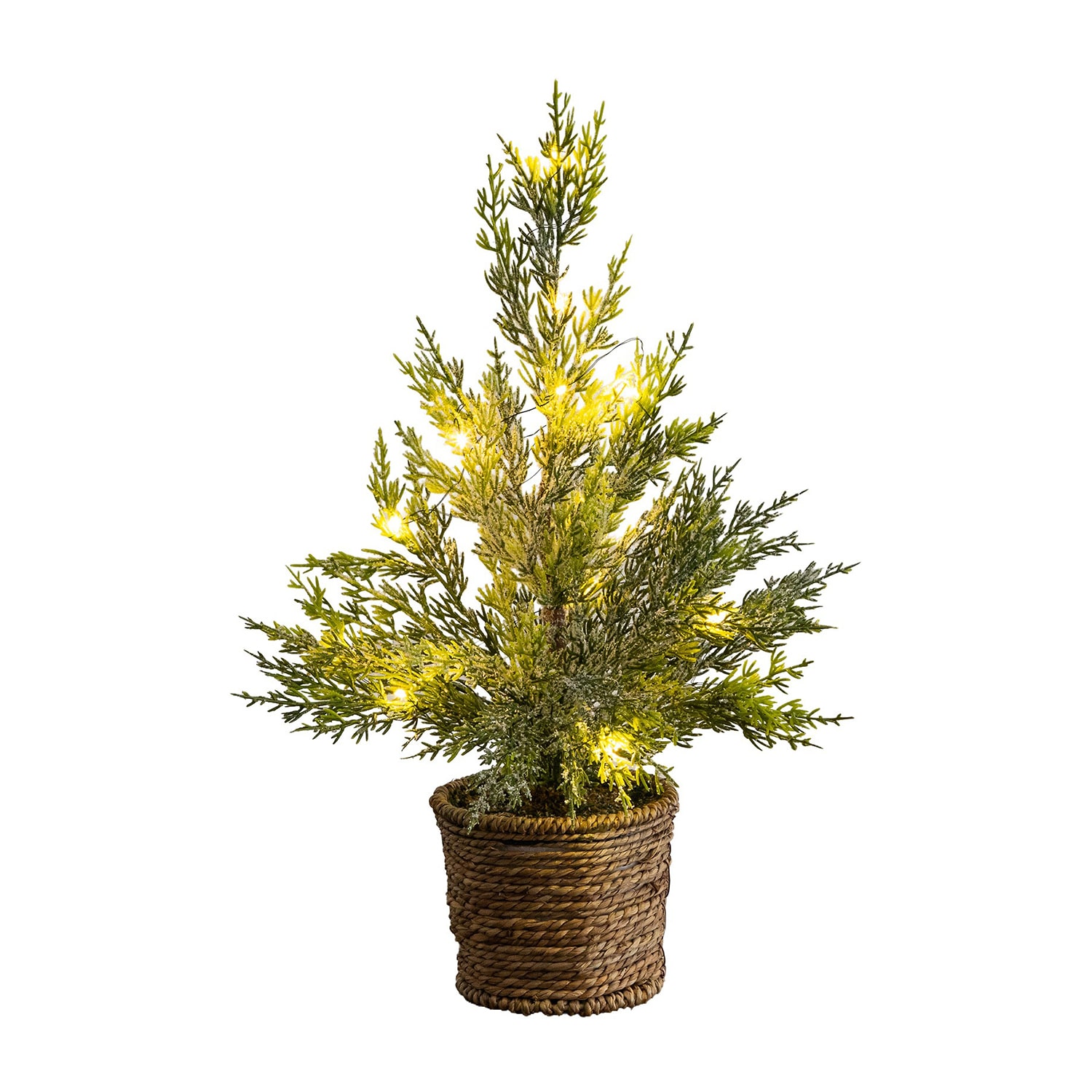 Nearly Natural 18" Pre-Lit Snowed Cypress 1 1/2 Feet Pre-Lit Pine Christmas Tree