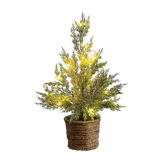Nearly Natural 18" Pre-Lit Snowed Cypress 1 1/2 Feet Pre-Lit Pine Christmas Tree