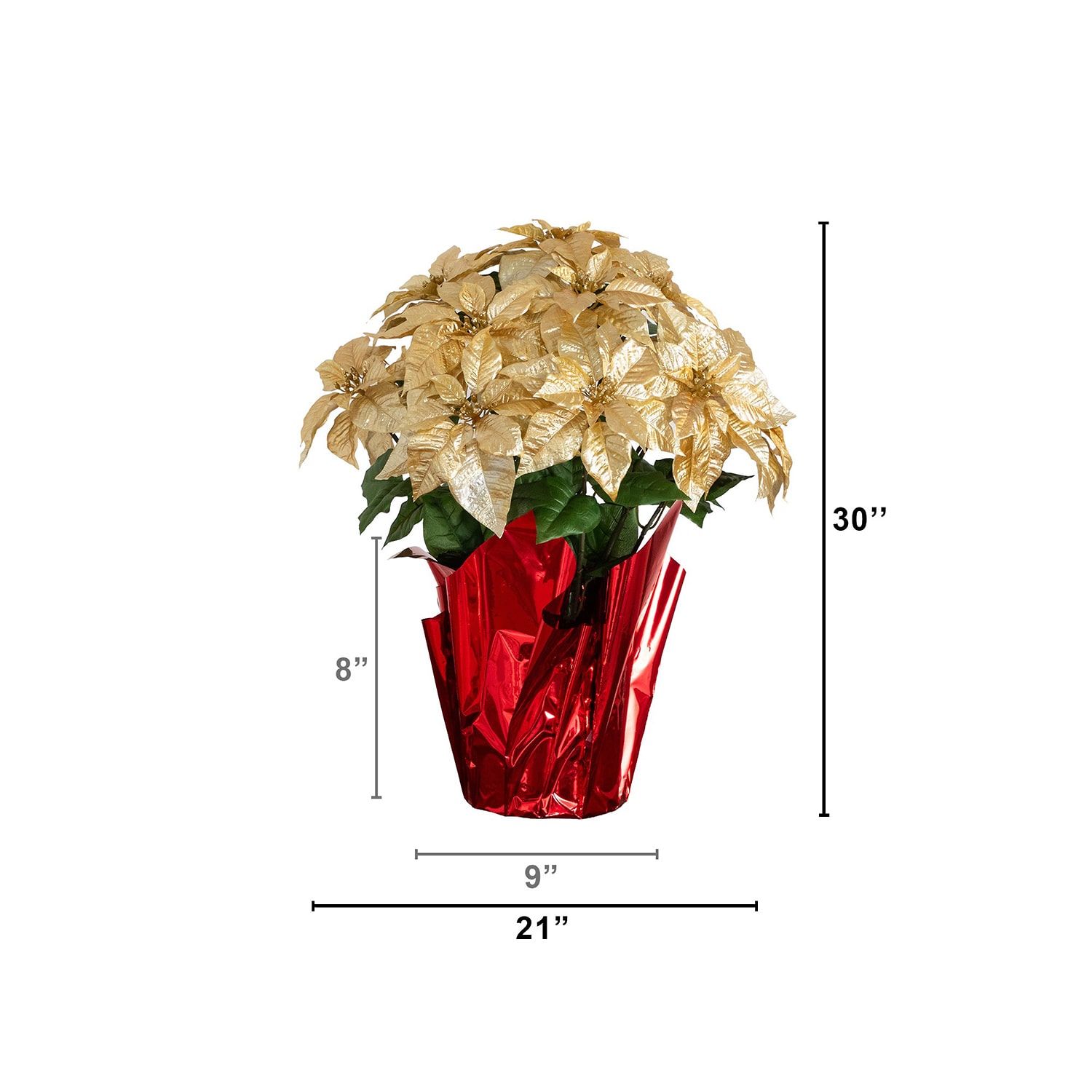Nearly Natural 30" Grand Gold Velvet Poinsettia Floral Arrangement