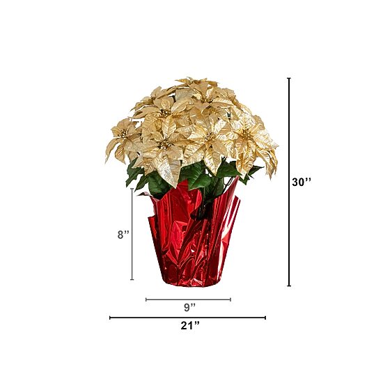 Nearly Natural 30" Grand Gold Velvet Poinsettia Floral Arrangement