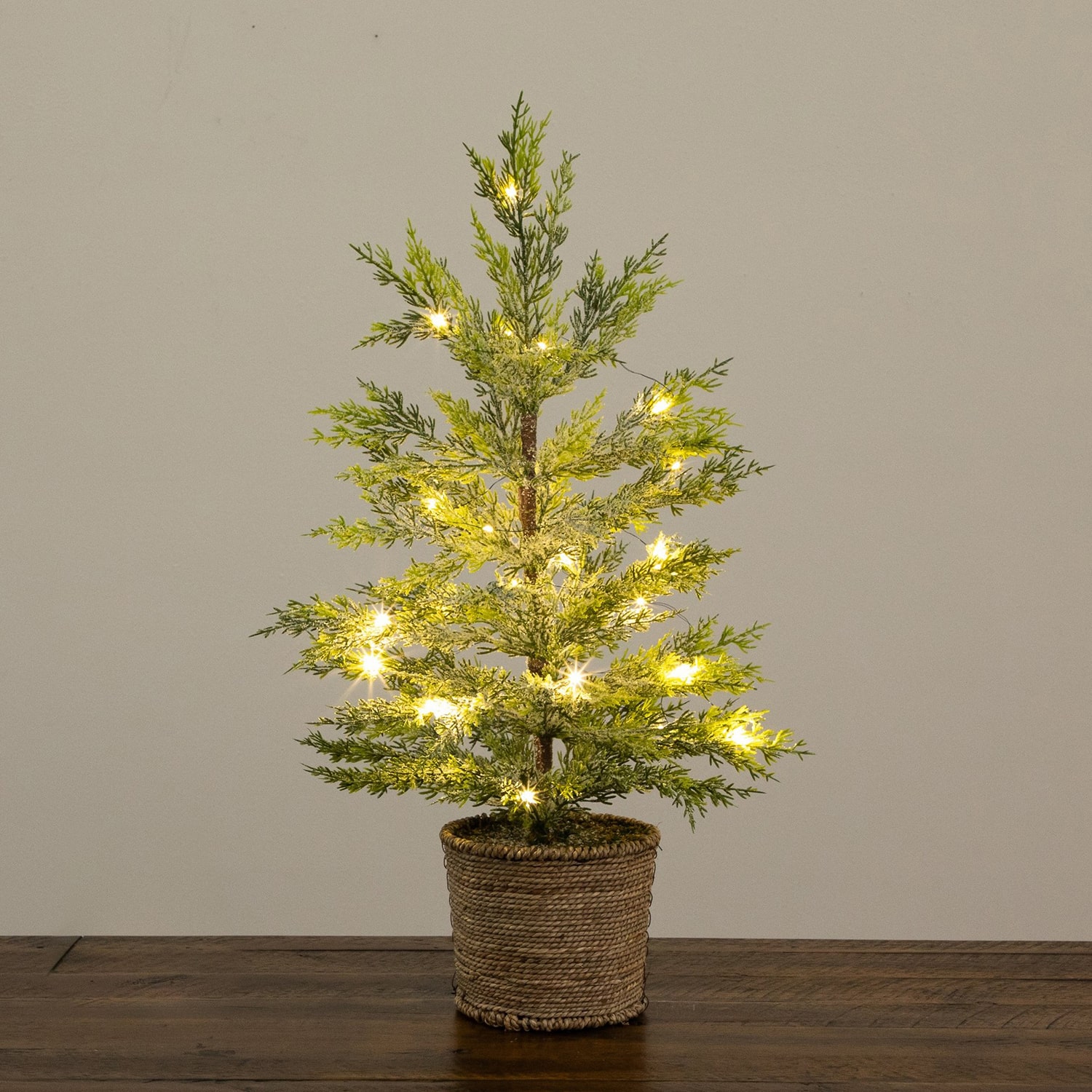 Nearly Natural 2ft Pre-Lit Snowed Cypress 2 Foot Pre-Lit Pine Christmas Tree