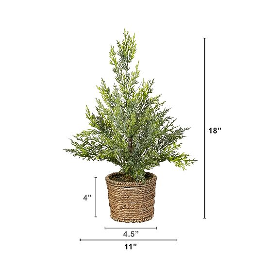 Nearly Natural 18" Pre-Lit Snowed Cypress 1 1/2 Feet Pre-Lit Pine Christmas Tree