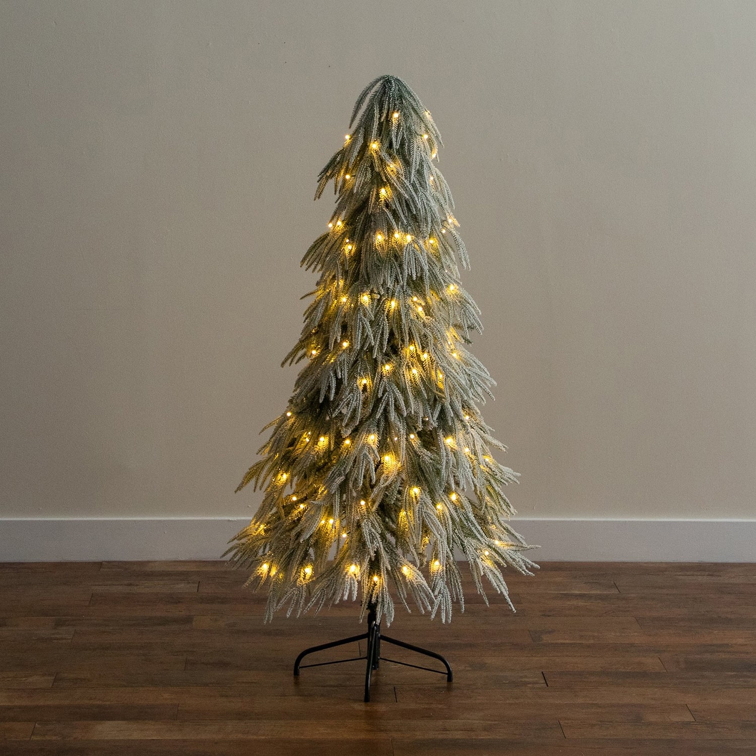 Nearly Natural 5ft Down Swept Cedar 5 Foot Pre-Lit Cedar Christmas Tree