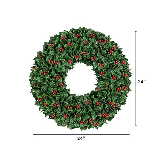 Nearly Natural 24" Holly Berry Wreath