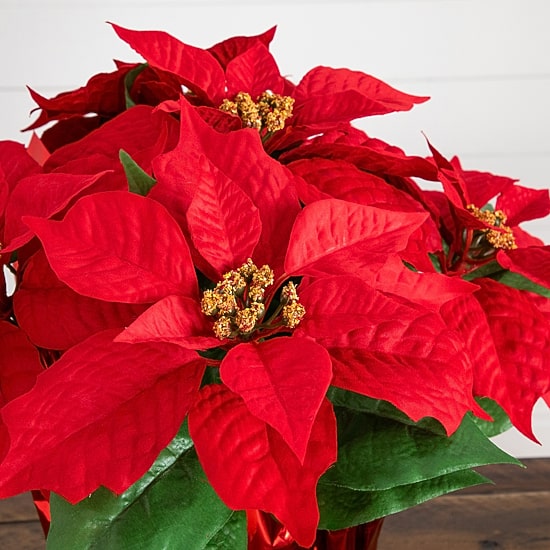 Nearly Natural 13" Poinsettia Arrangement 2-pc. Floral Arrangement
