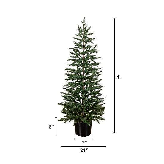Nearly Natural 4 Foot Pre-Lit Pine Christmas Tree