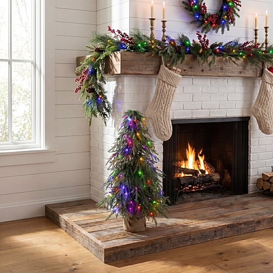 Nearly Natural 32" Pre-Lit Weeping Norway Spruce 2 1/2 Foot Pre-Lit Christmas Tree