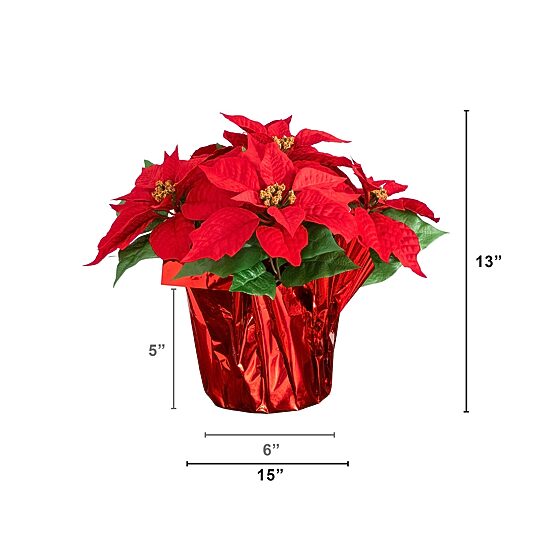 Nearly Natural 13" Poinsettia Arrangement 2-pc. Floral Arrangement