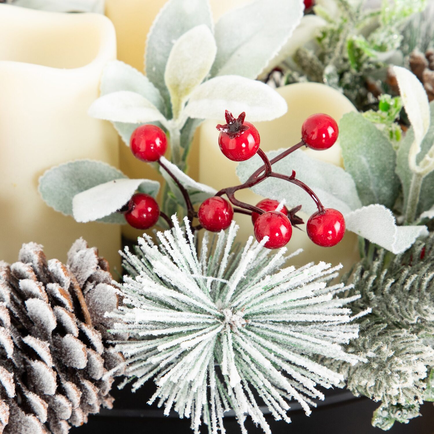 Nearly Natural 10" Pine & Berry With Pinecones Floral Arrangement