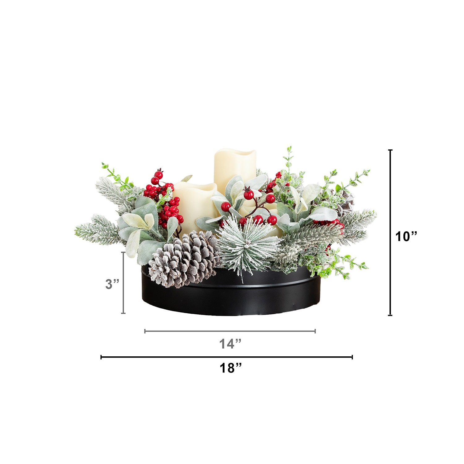 Nearly Natural 10" Pine & Berry With Pinecones Floral Arrangement