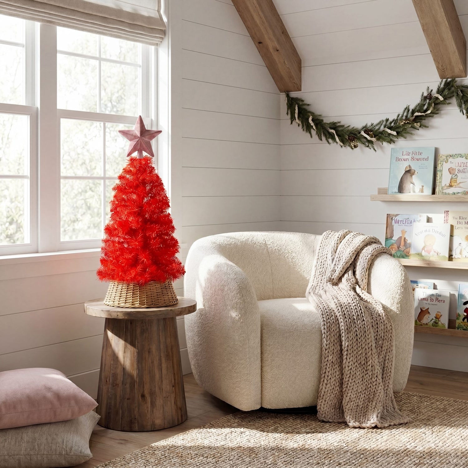 Nearly Natural Red Tree 2 Foot Pine Christmas Tree