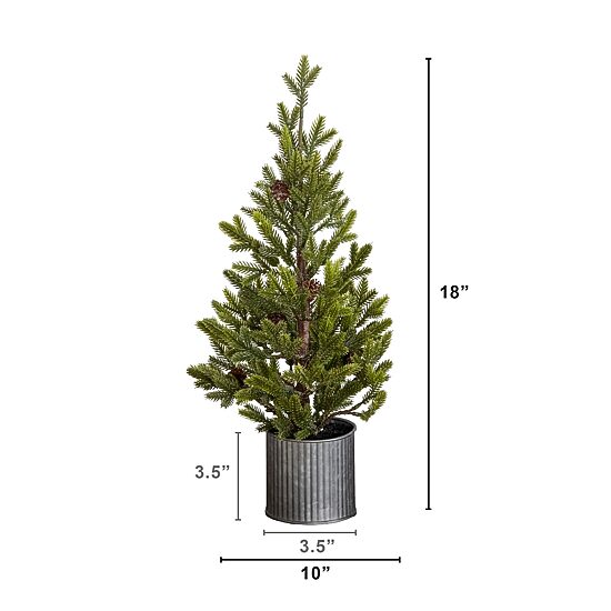 Nearly Natural 18" Pine With Pinecones 1 1/2 Feet Pine Christmas Tree