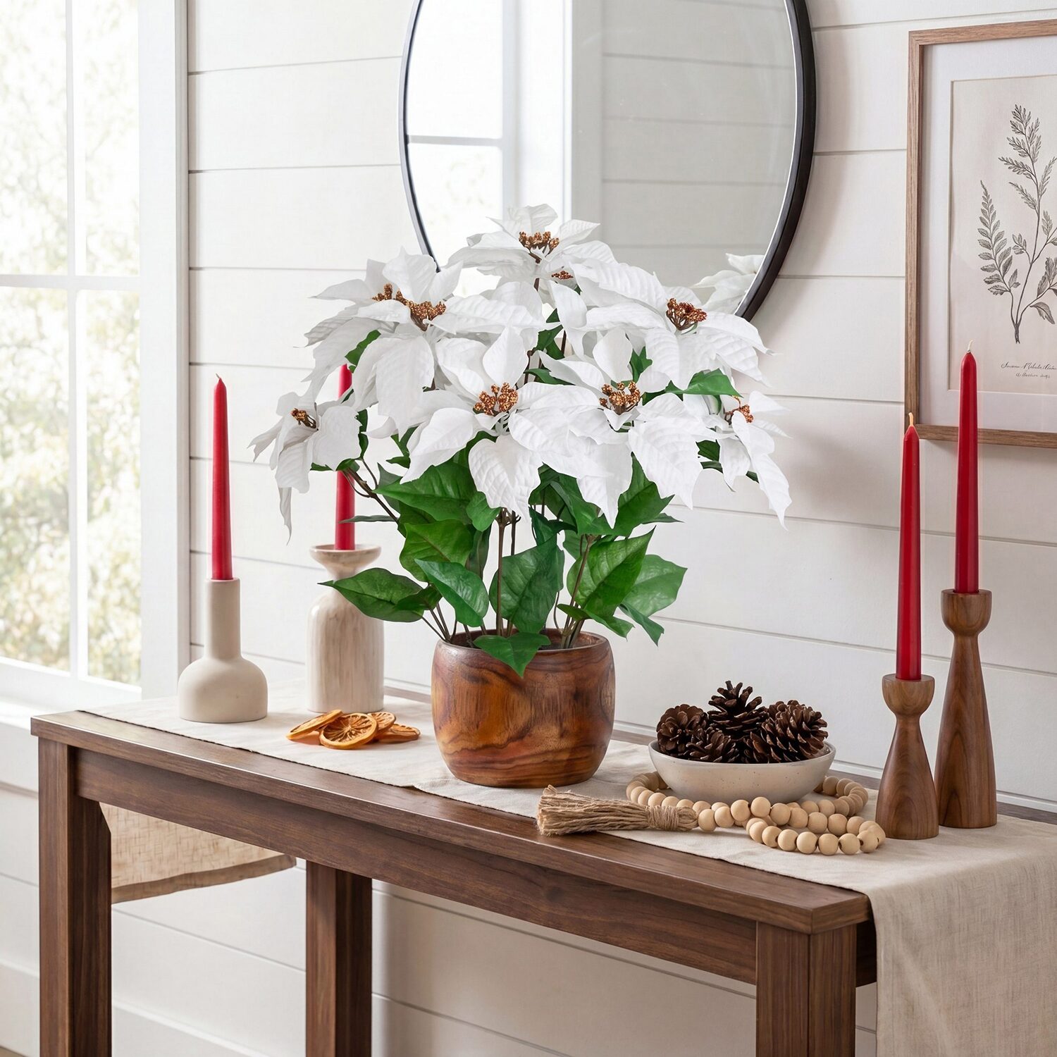Nearly Natural 22" Poinsettia Plant Floral Arrangement