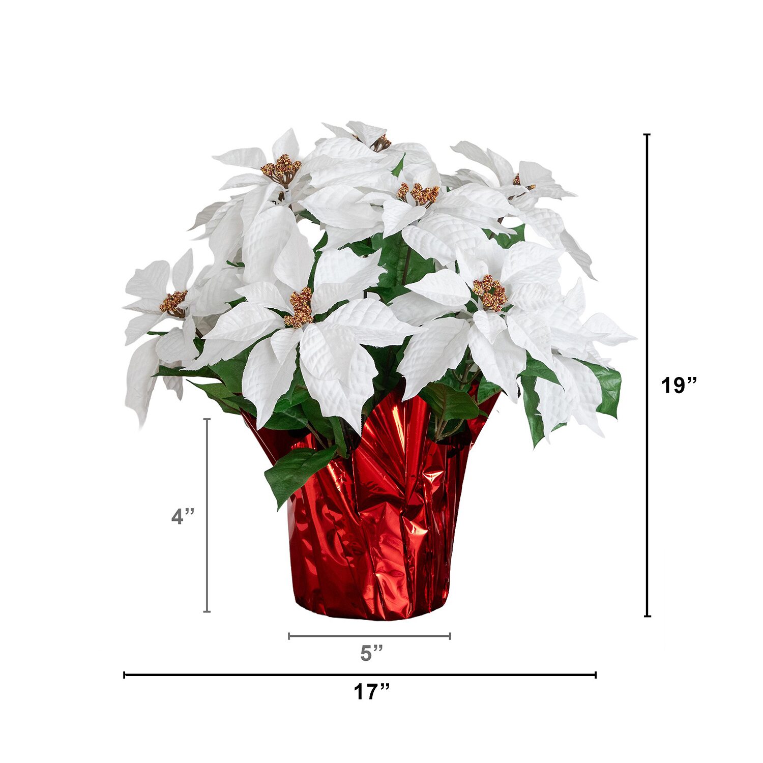 Nearly Natural 19" White Poinsettia Floral Arrangement