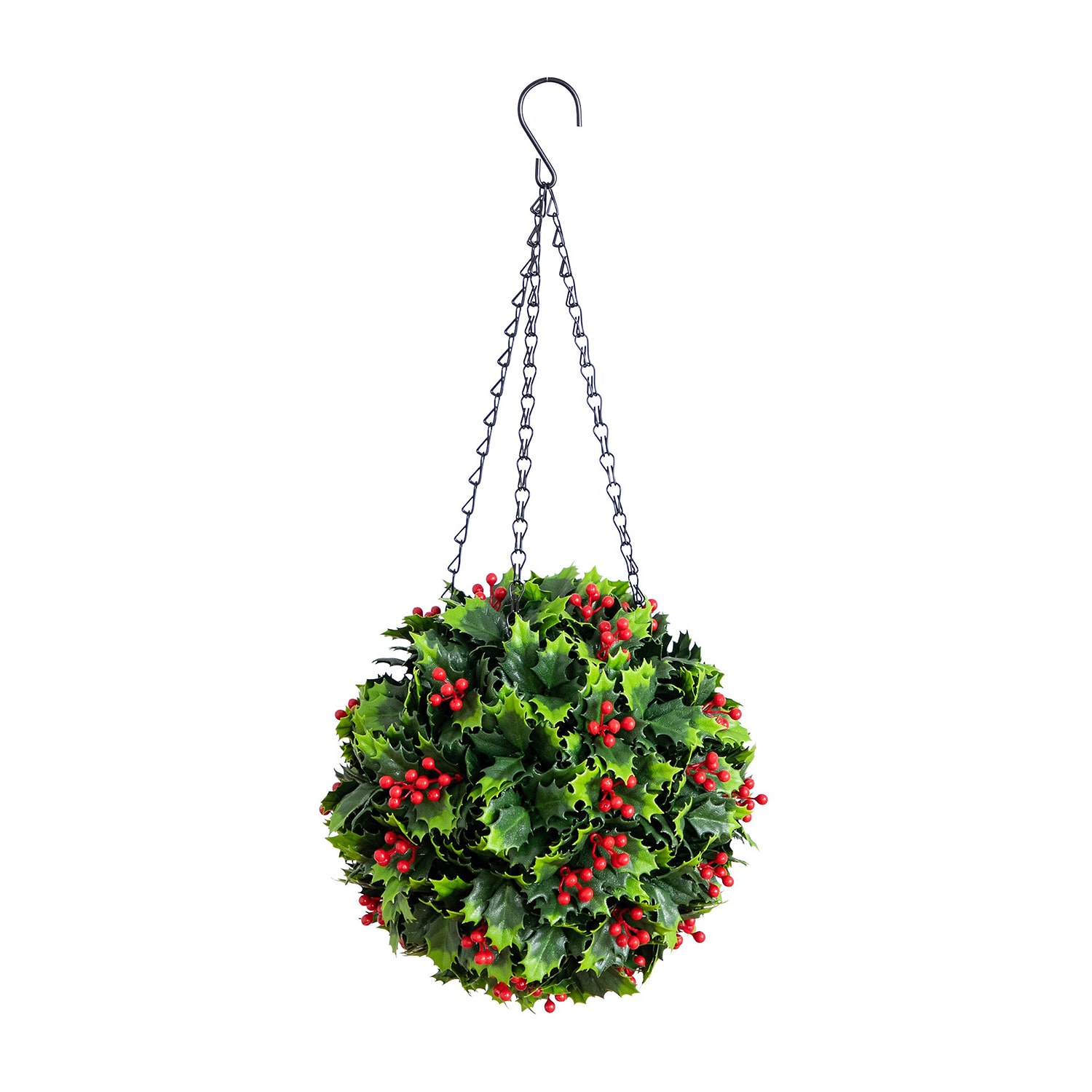 Nearly Natural 21" Holly Berry Hanging Ball Artificial Plant