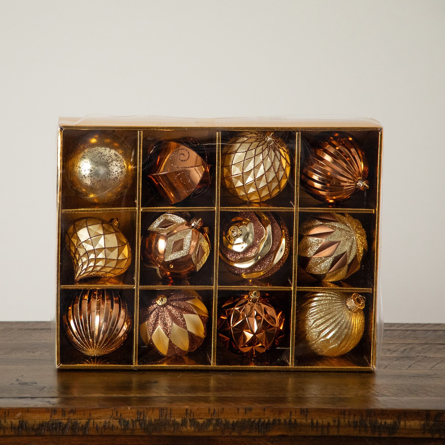 Nearly Natural Gold And Bronze Ball Shatterproof 12-pc. Christmas Ornament