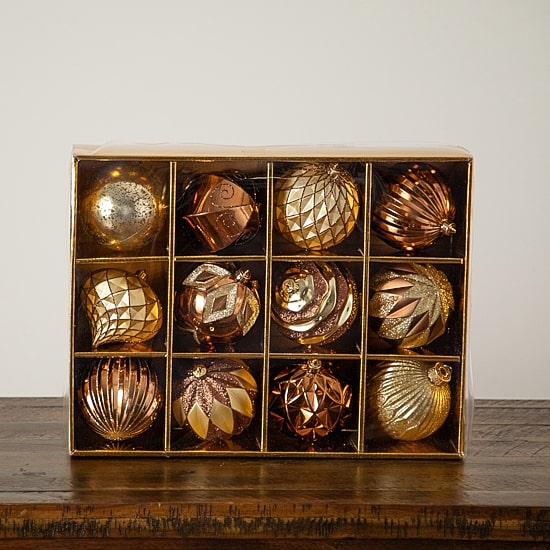 Nearly Natural Gold And Bronze Ball Shatterproof 12-pc. Christmas Ornament