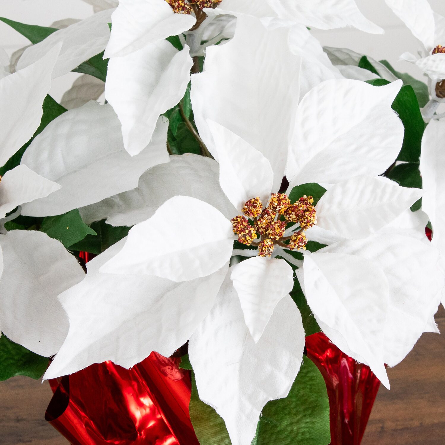 Nearly Natural 13" Poinsettia Arrangement 2-pc. Floral Arrangement