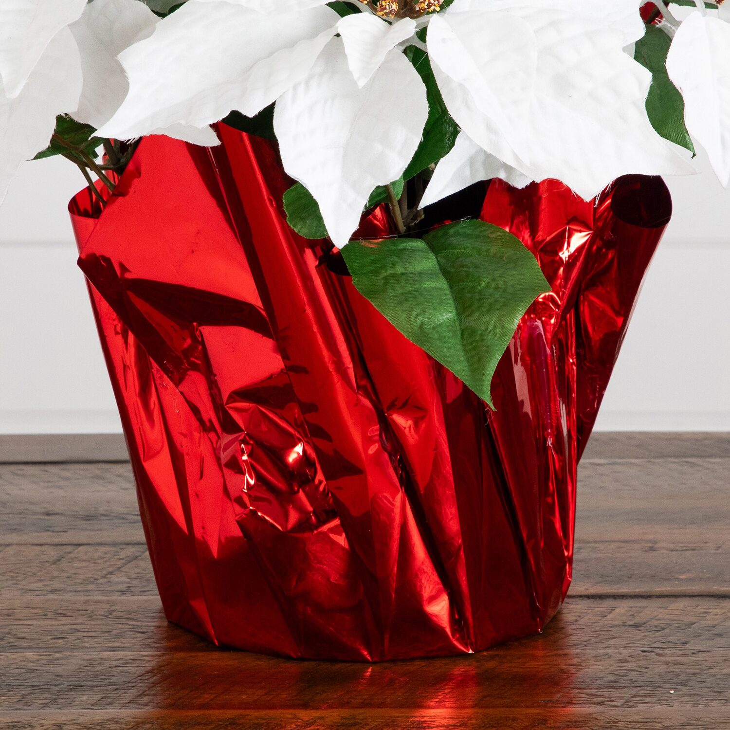 Nearly Natural 13" Poinsettia Arrangement 2-pc. Floral Arrangement