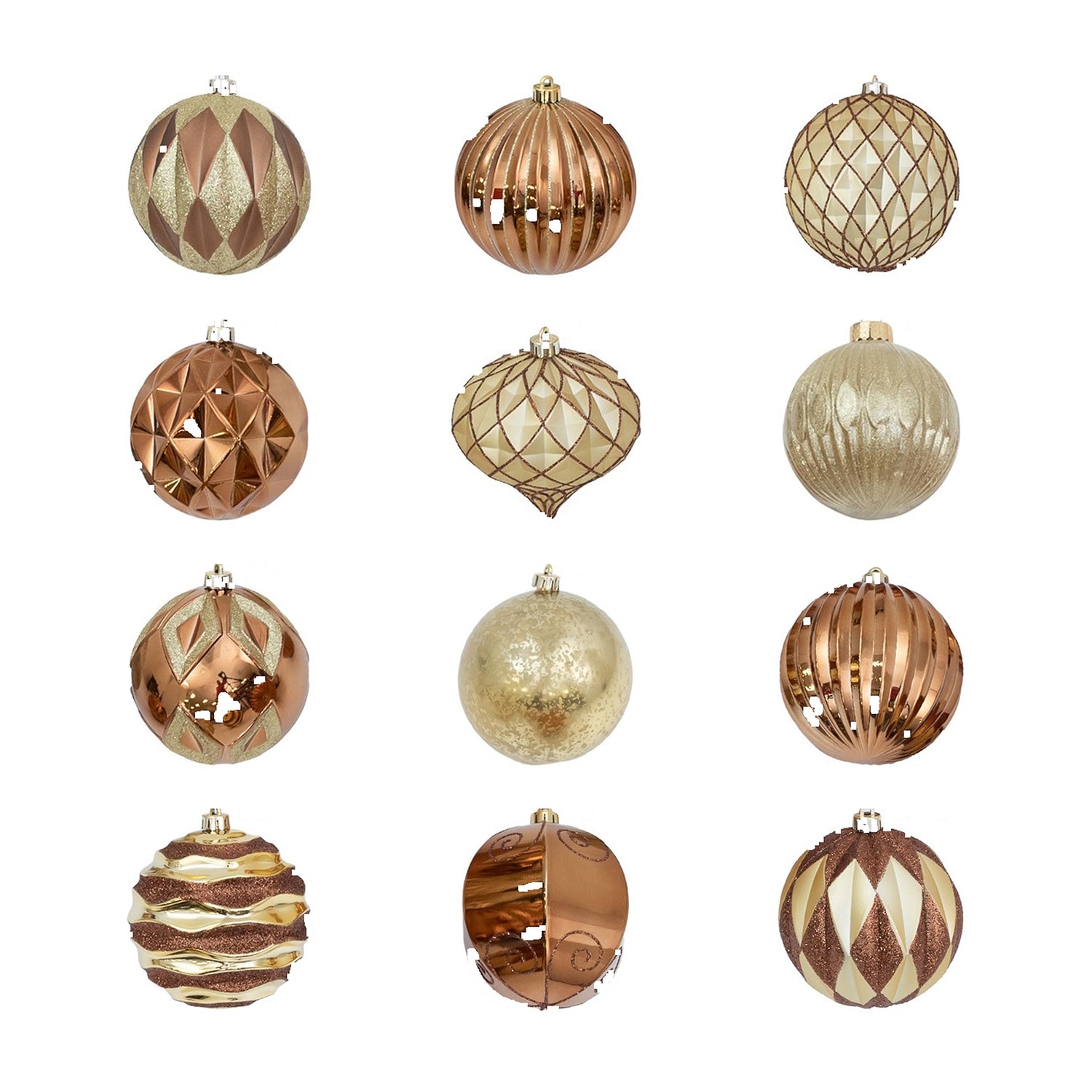 Nearly Natural Gold And Bronze Ball Shatterproof 12-pc. Christmas Ornament