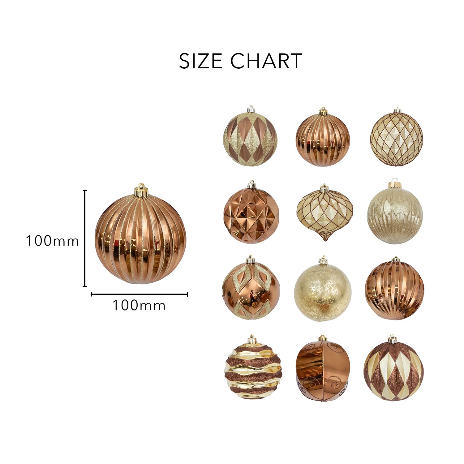 Nearly Natural Gold And Bronze Ball Shatterproof 12-pc. Christmas Ornament