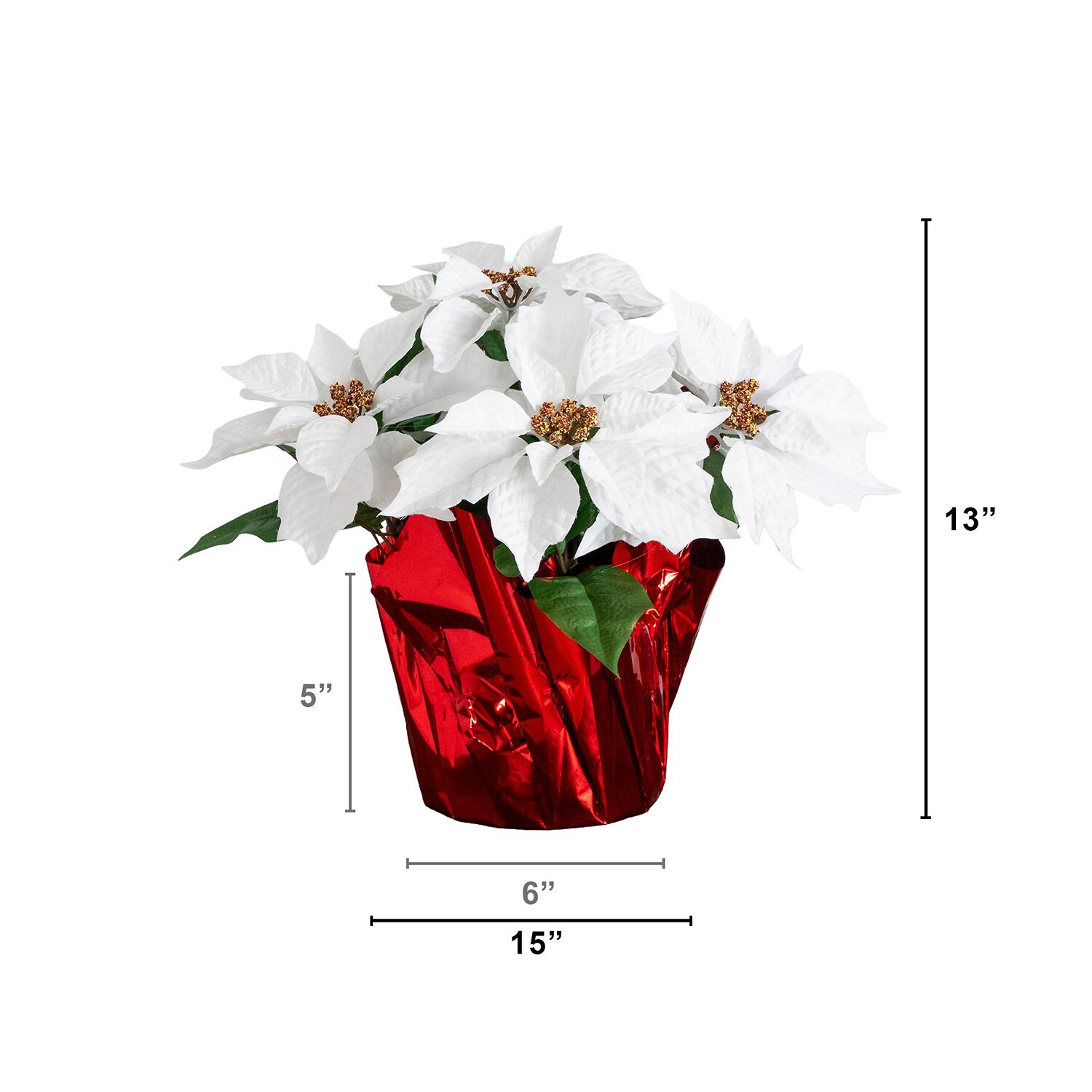 Nearly Natural 13" Poinsettia Arrangement 2-pc. Floral Arrangement