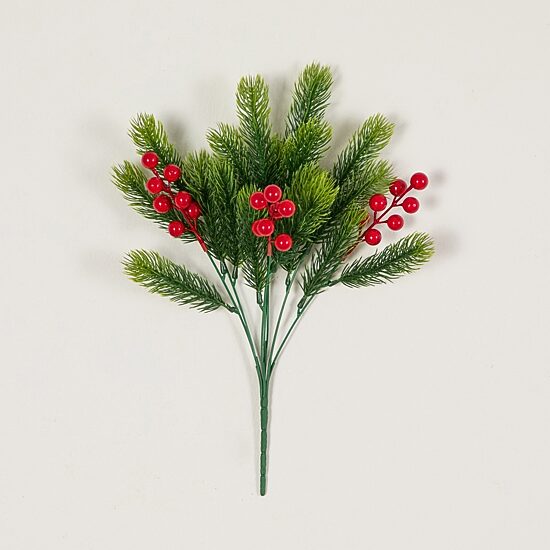 Nearly Natural 15" Pine And Berries Artificial Flowers