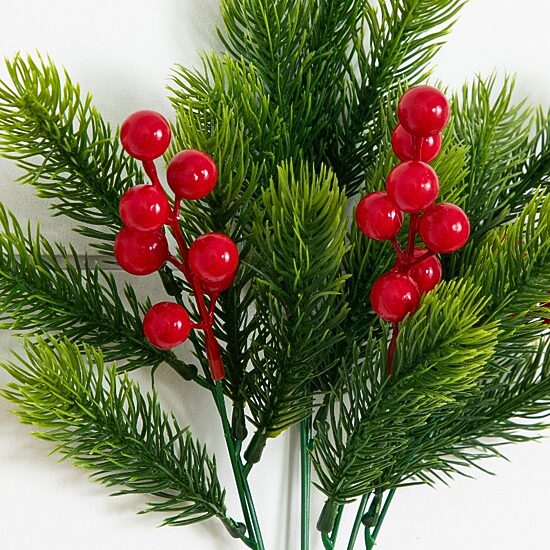 Nearly Natural 15" Pine And Berries Artificial Flowers