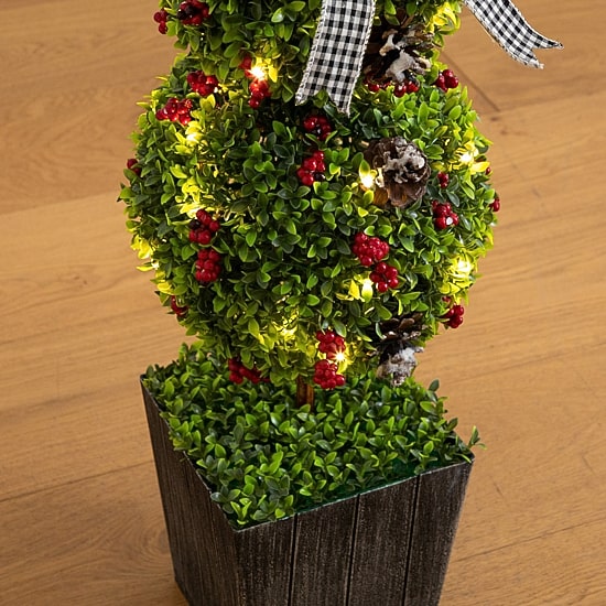 Nearly Natural 42" Pre-Lit Boxwood Snowman Lighted Christmas Topiary