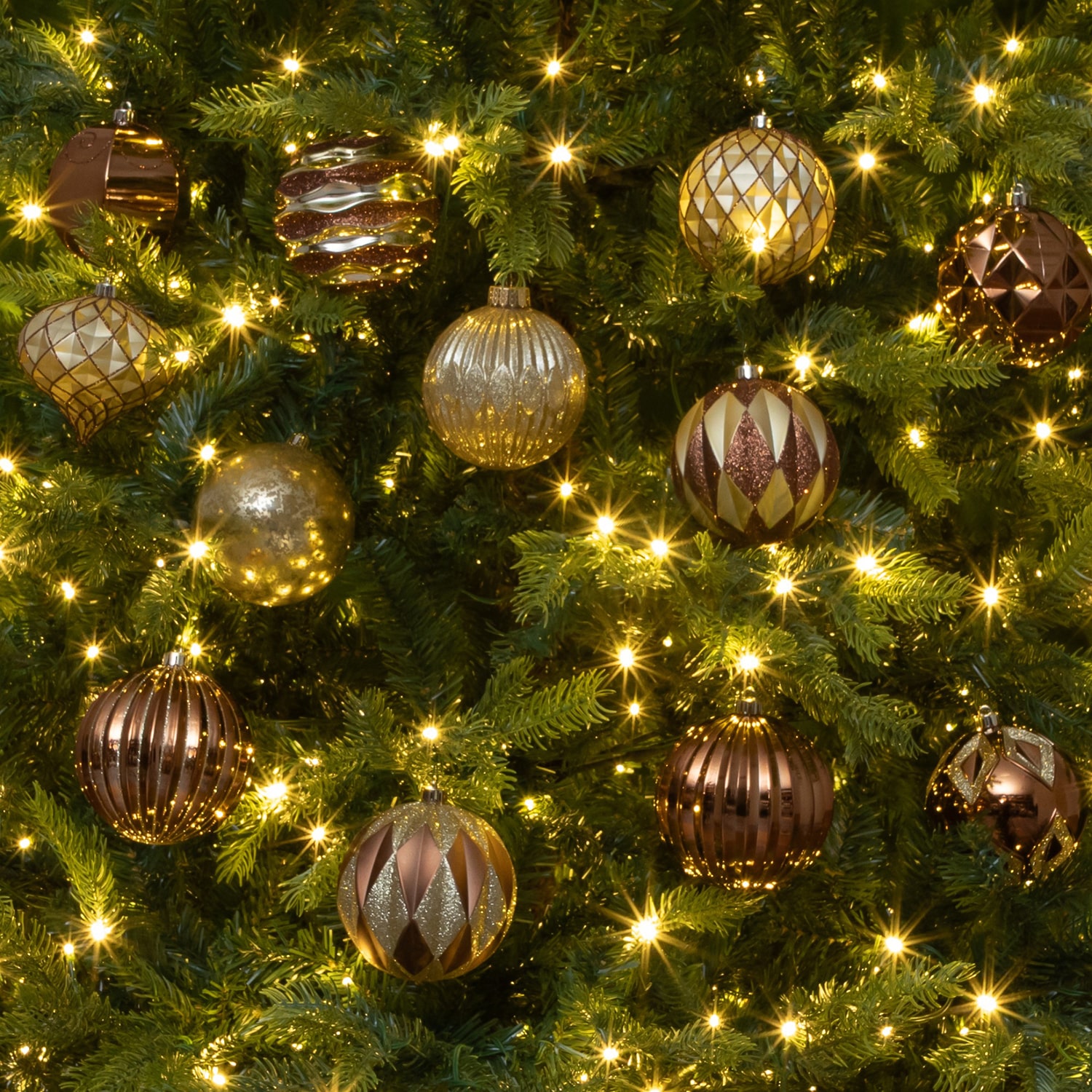 Nearly Natural Gold And Bronze Ball Shatterproof 12-pc. Christmas Ornament