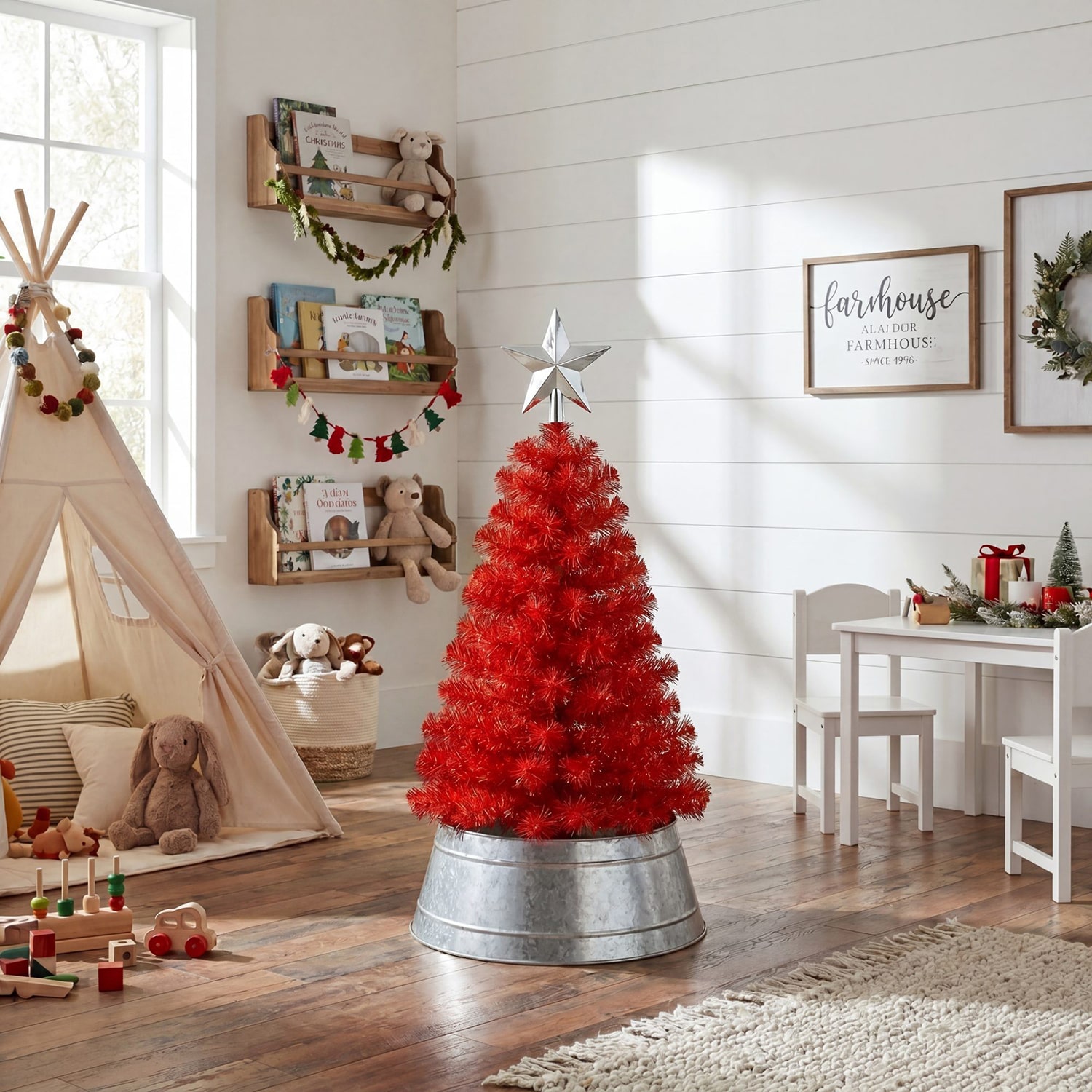 Nearly Natural 3ft Red Pine 3 Foot Pine Christmas Tree
