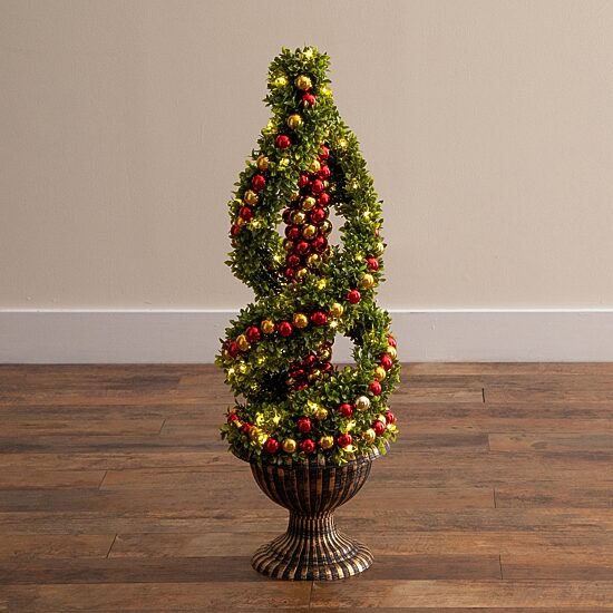Nearly Natural 3ft Pre-Lit Spiral Christmas Topiary