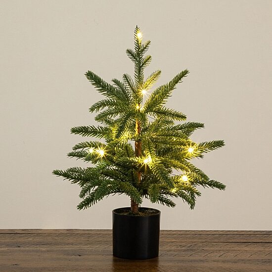 Nearly Natural 18" Pine 1 1/2 Feet Pre-Lit Pine Christmas Tree