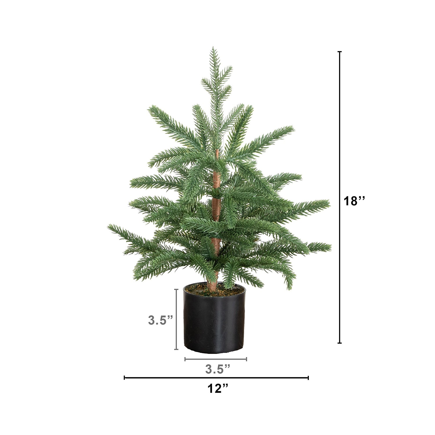 Nearly Natural 18" Pine 1 1/2 Feet Pre-Lit Pine Christmas Tree