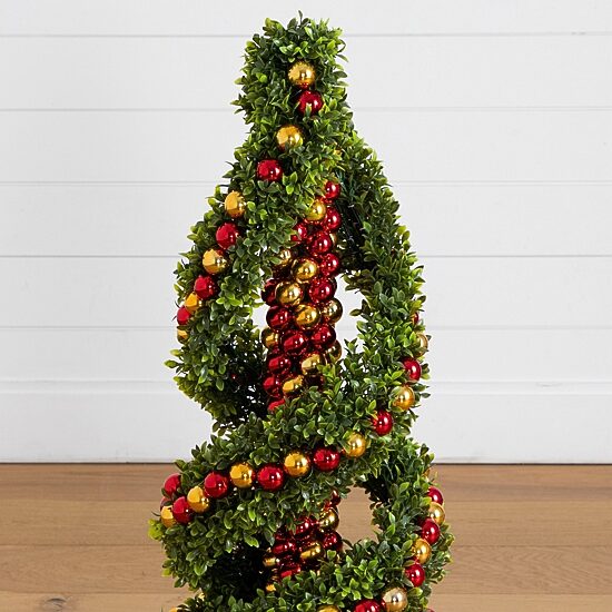 Nearly Natural 3ft Pre-Lit Spiral Christmas Topiary
