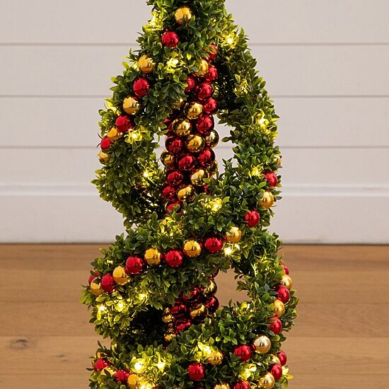 Nearly Natural 3ft Pre-Lit Spiral Christmas Topiary
