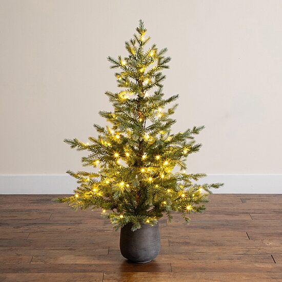 Nearly Natural 4 Foot Pre-Lit Pine Christmas Tree