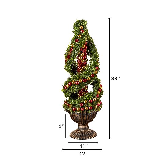 Nearly Natural 3ft Pre-Lit Spiral Christmas Topiary