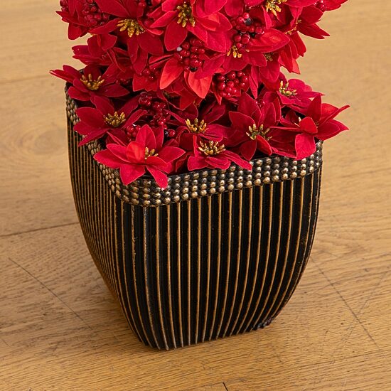Nearly Natural 31" Poinsettia Triple Ball Lighted Christmas Topiary
