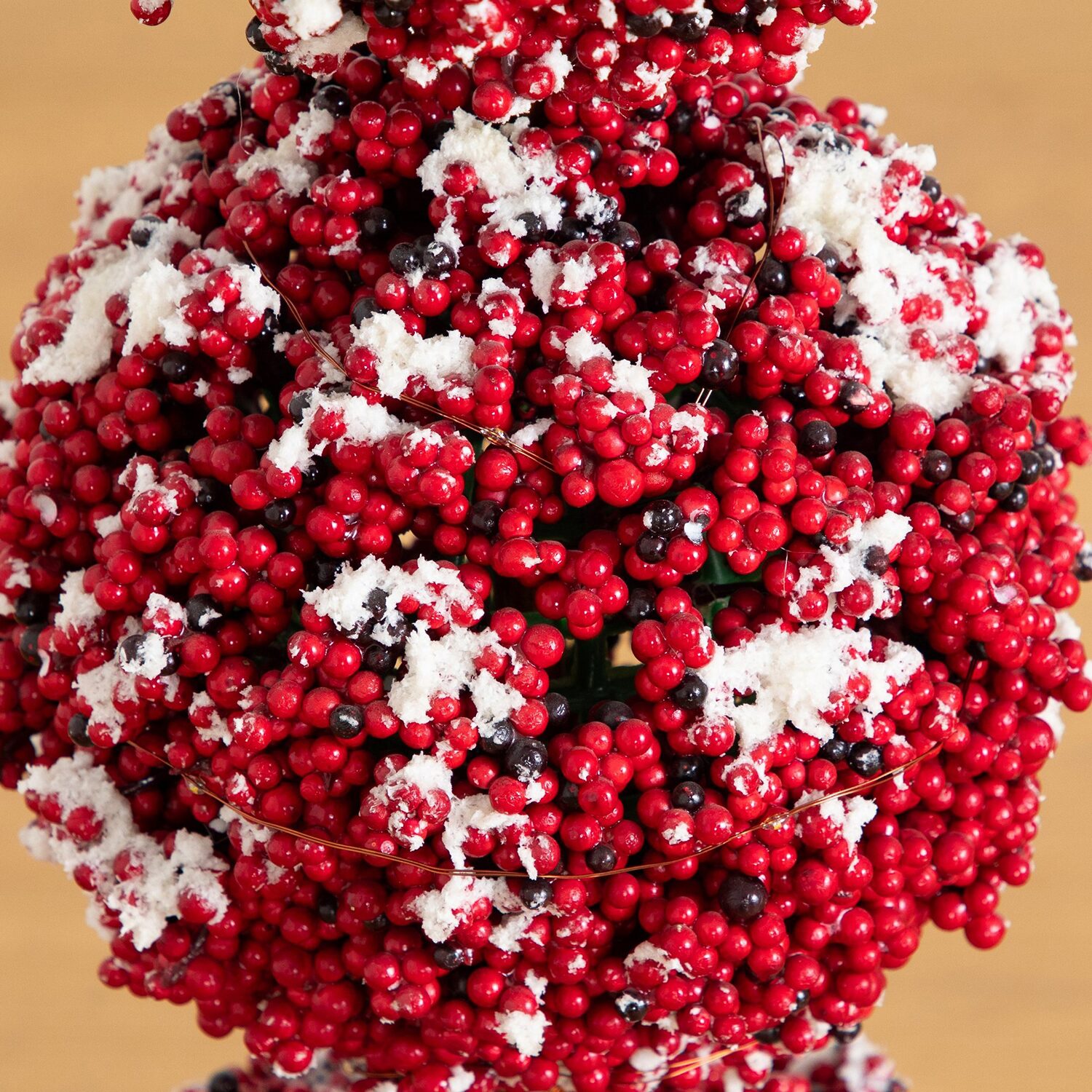 Nearly Natural 31" Snowed Holly Berry Triple Ball Lighted Christmas Topiary