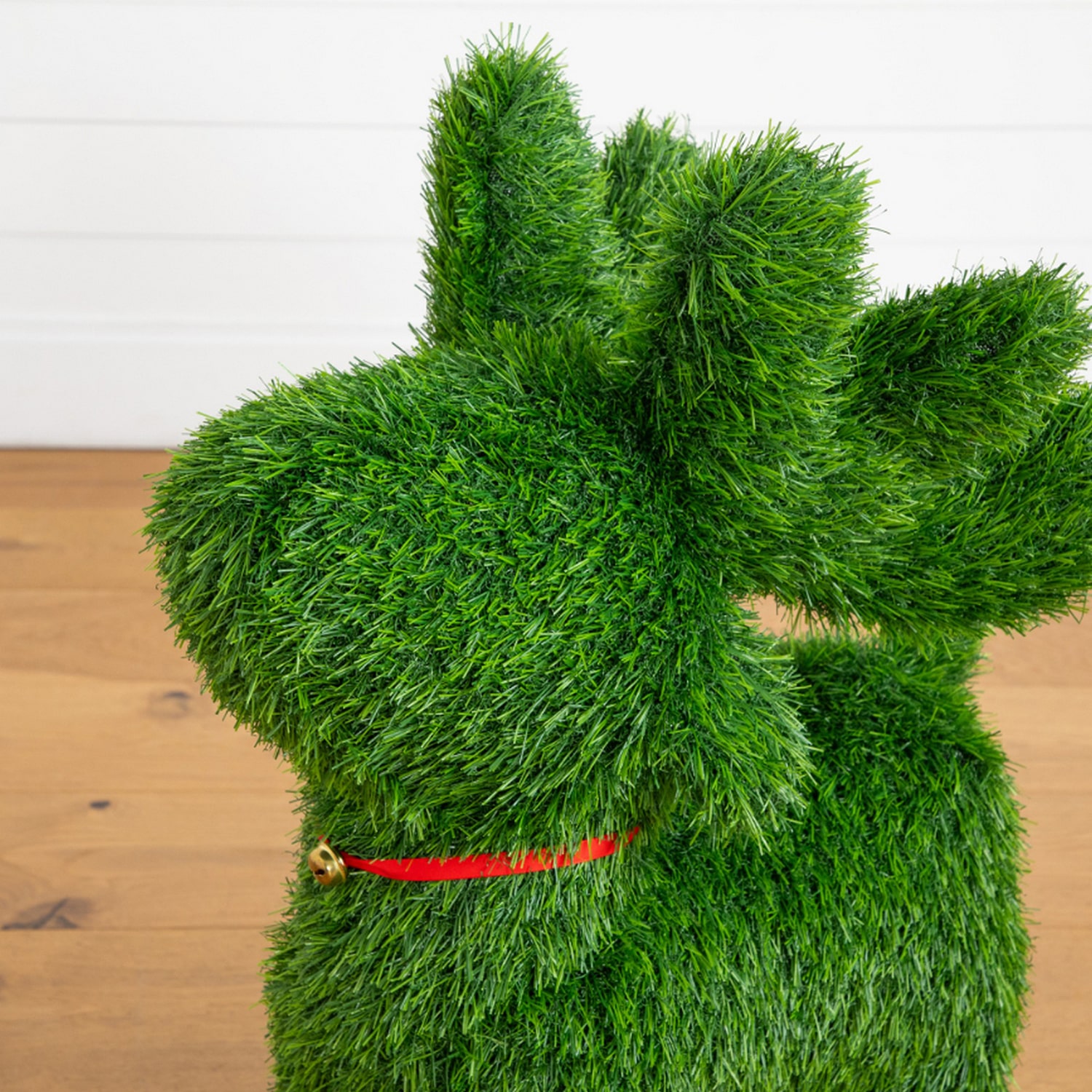 Nearly Natural 2ft Grass Garden Plush Reindeer Christmas Topiary