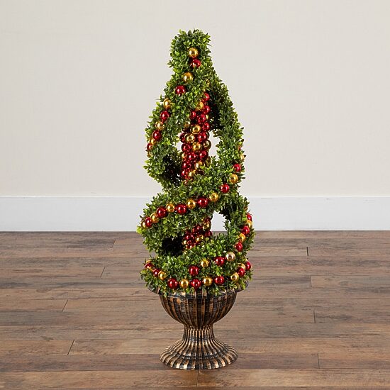 Nearly Natural 3ft Pre-Lit Spiral Christmas Topiary