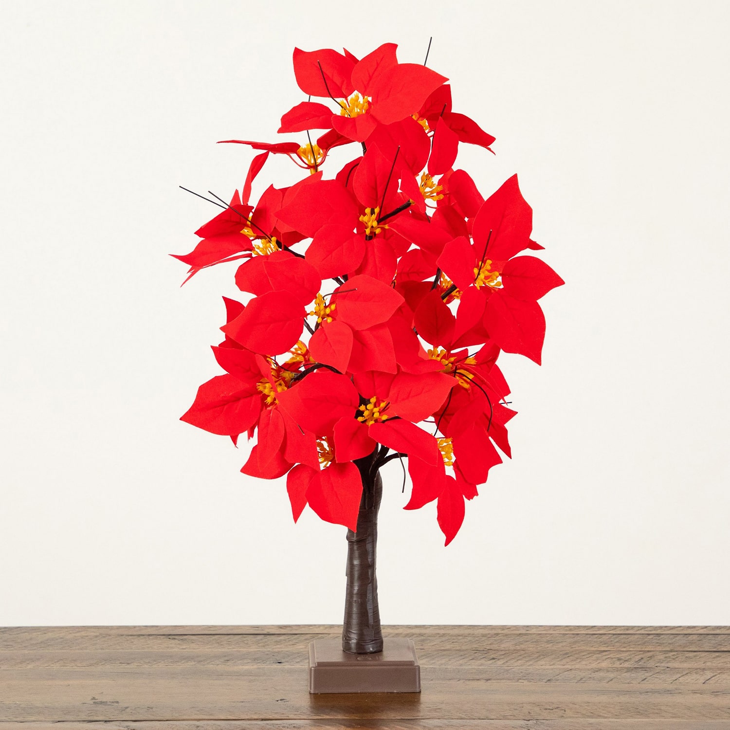 Nearly Natural 24" Pre-Lit Poinsettia Lighted Indoor Artificial Tree